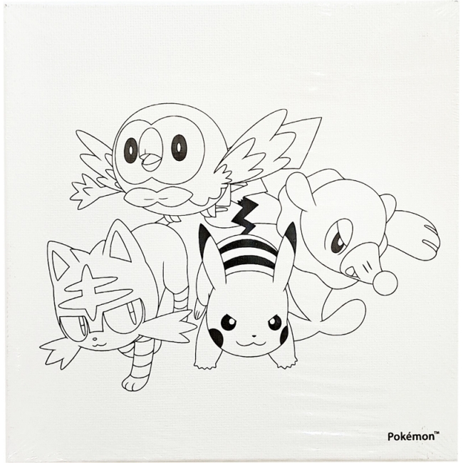 Pokémon กรอบภาพระบายสีผ้าแคนวาสพร้อมชุดสี (ลายกลุ่ม 4 ตัว)
